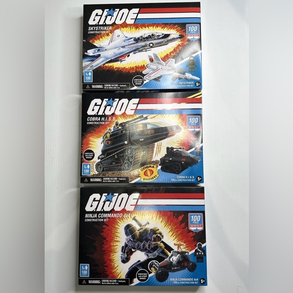 GI Joe Construction Sets Skystriker Cobra Hiss Ninja Commander 4 X 4 Lot 3 NEW